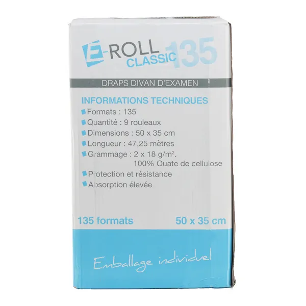 Rouleaux draps d'examen lisses 50 cm x 35 cm