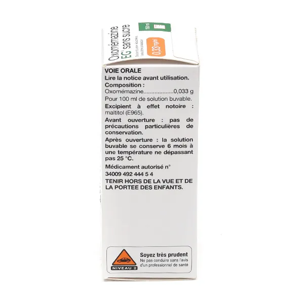 Oxomémazine EG sans sucre sirop antitussif