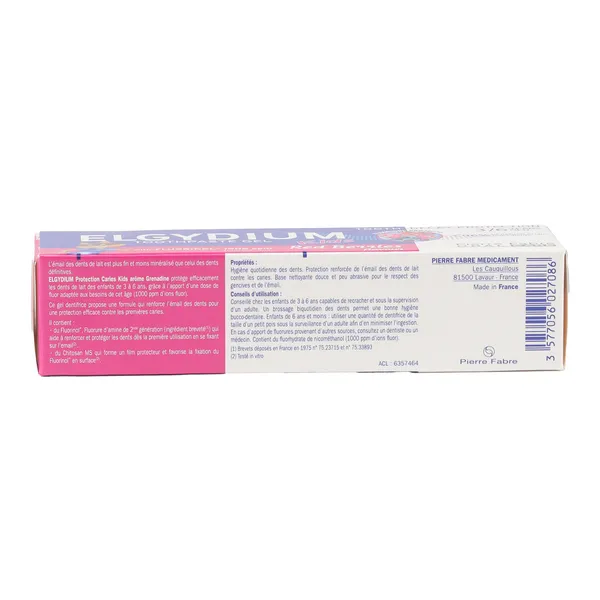 Elgydium Kids dentifrice enfant à la grenadine