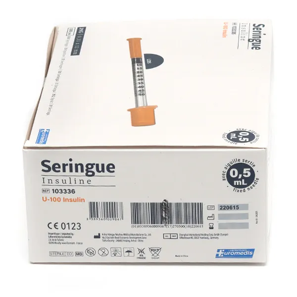 Seringue à insuline avec aiguille 29 G x 100