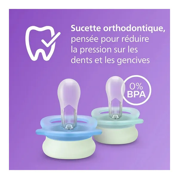Avent Ultra Air sucette symétrique Nuit 0-2 mois