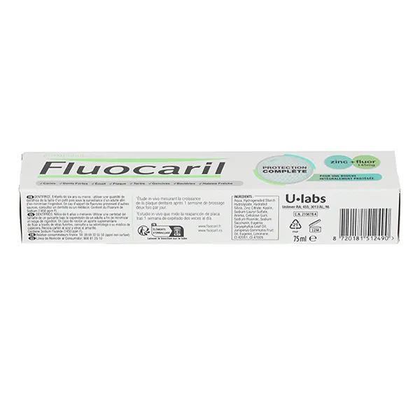 Fluocaril dentifrice Protection complète zinc fluor