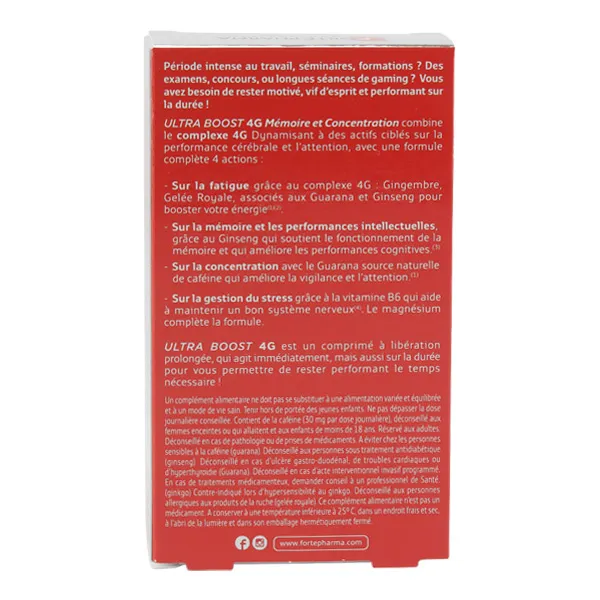 Forte Pharma Ultra Boost 4G Mémoire et Concentration comprimé