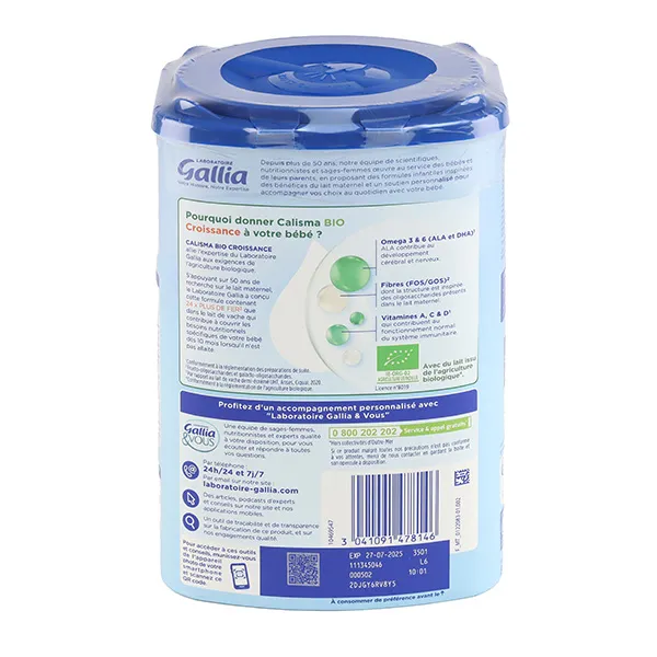 Gallia Calisma Croissance Lait 3ème âge Bio