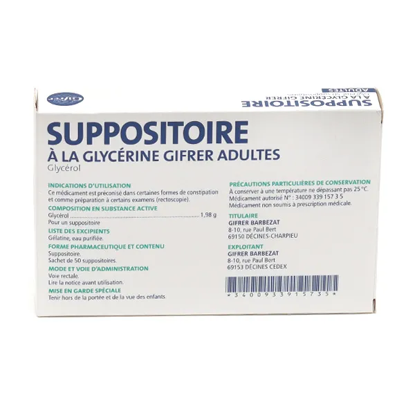 Gifrer Suppositoire à la glycérine Adultes