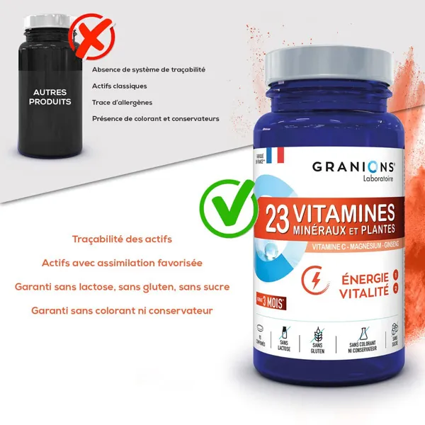 Granions 23 vitamines, minéraux et plantes comprimés