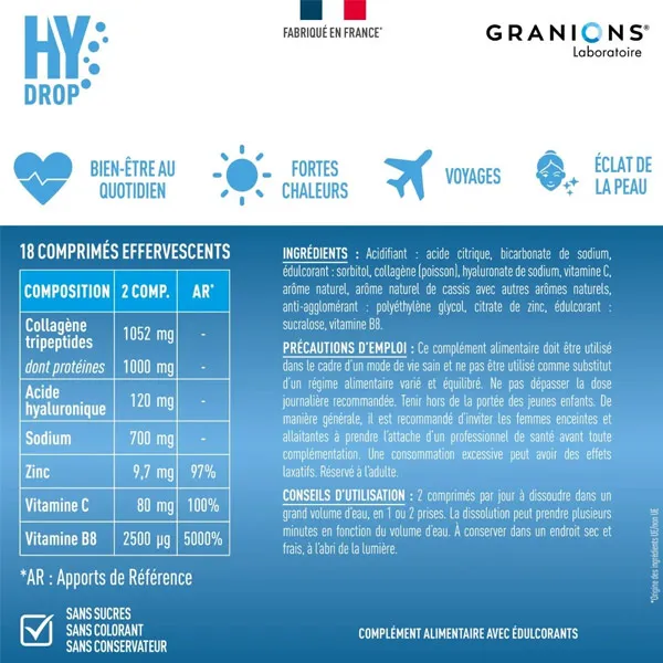 Granions Hydrop Collagène 1g comprimés