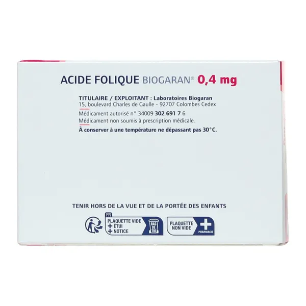 Acide folique 0,4 mg comprimés