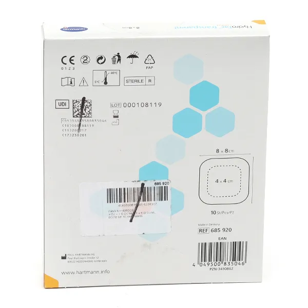 Hartmann HydroTac Transparent Comfort pansements 8x8cm