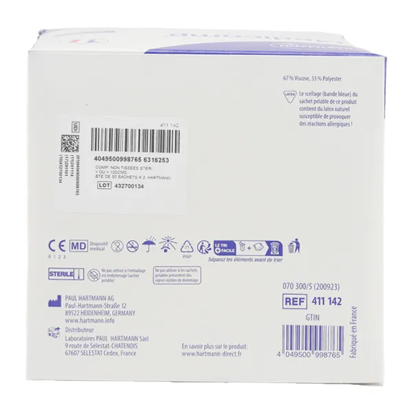 Medicomp compresses non tissées 10 cm x 10 cm