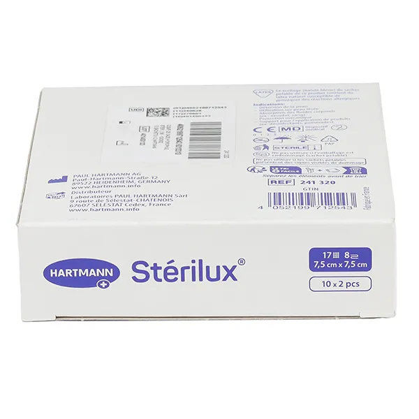 Stérilux compresse de gaze 7,5 cm x 7,5 cm