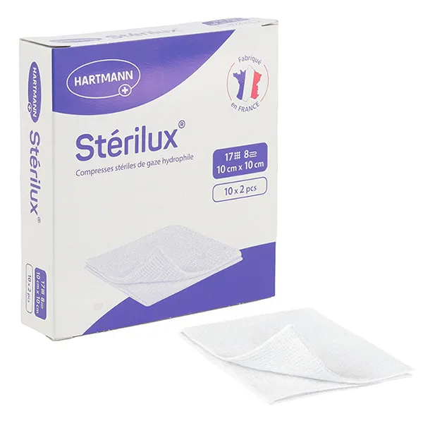 Stérilux compresse de gaze 10 cm x 10 cm