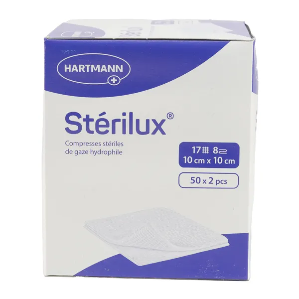 Stérilux compresse de gaze 10 cm x 10 cm