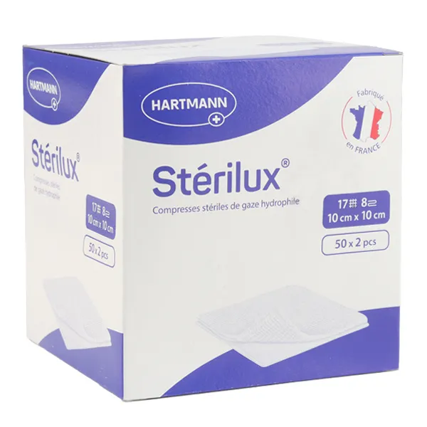 Stérilux compresse de gaze 10 cm x 10 cm