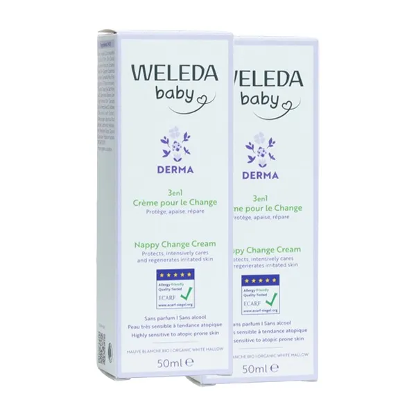 Weleda Bébé Crème pour le change 3 en 1 mauve blanche Bio