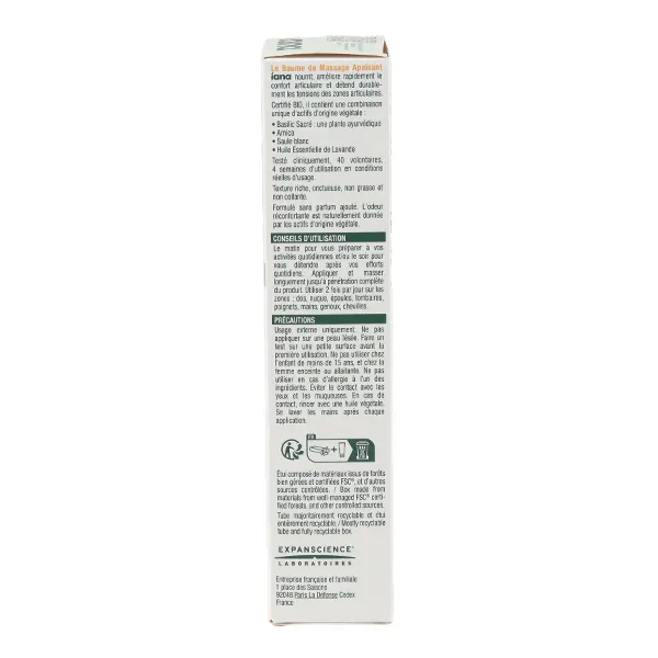 Iana Articulations Baume de massage apaisant Bio