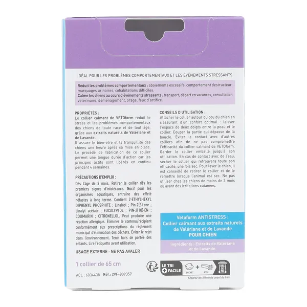 Vetoform collier anti stress chien
