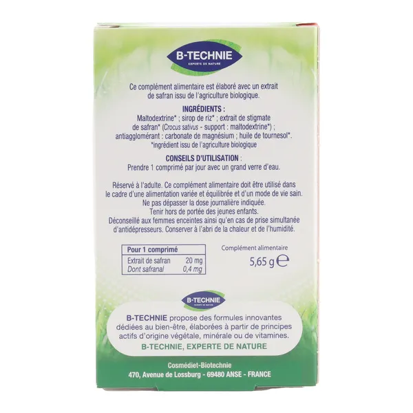 Biotechnie Safran bio comprimés