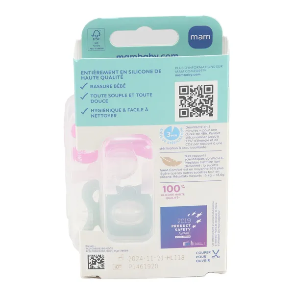 MAM Comfort Sucette symétrique silicone 2-12 mois