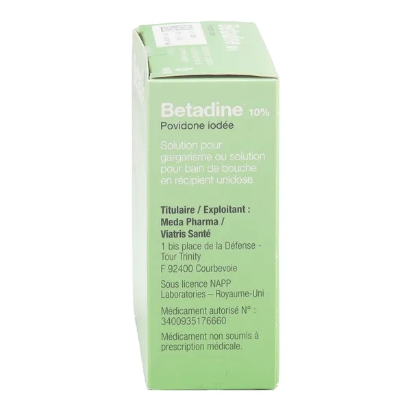 Betadine bain de bouche unidose