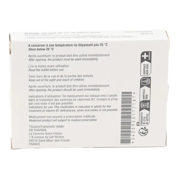 Bévitine 100 mg/2 ml solution injectable ampoules