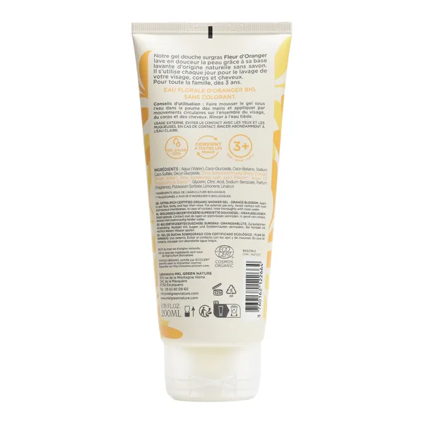 MKL gel douche surgras Fleur d'Oranger bio