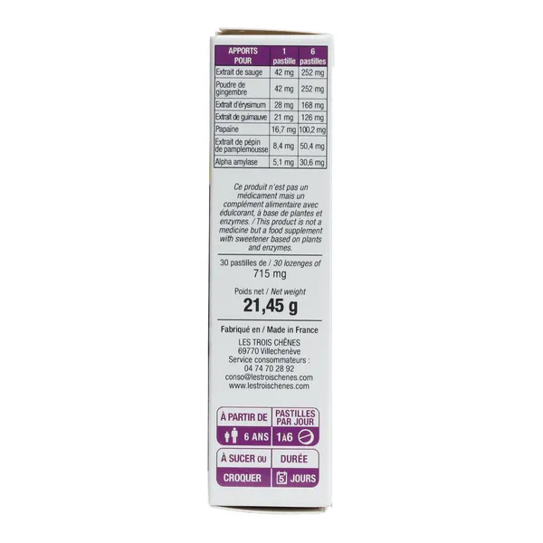 Les 3 chênes Efirub Gorge irritée pastilles