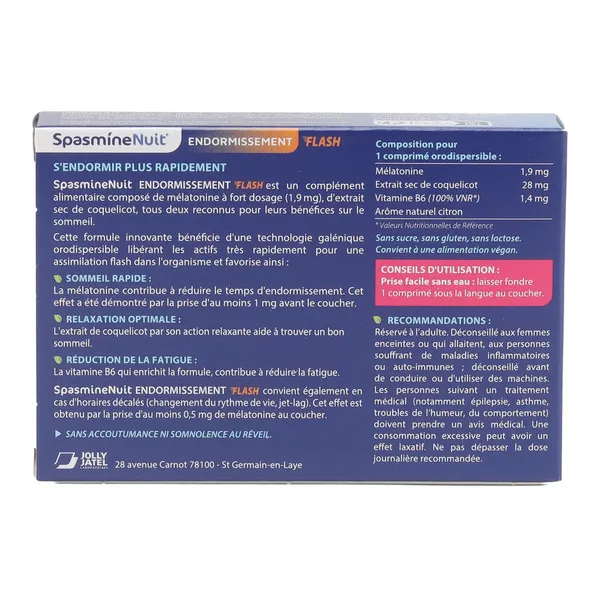 Spasmine Nuit Endormissement Flash comprimés