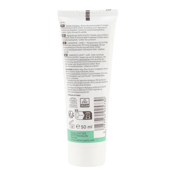 Cattier Kids dentifrice Menthe douce Bio  7 ans et +