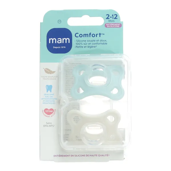 MAM Comfort Sucette symétrique silicone 2-12 mois