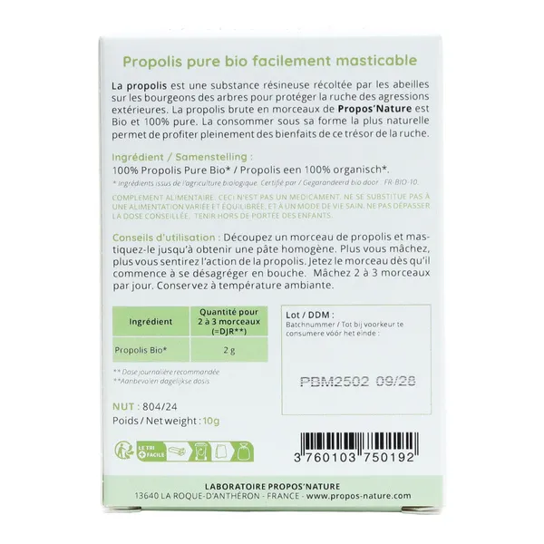 Propos Nature Propolis Pure à mâcher Bio