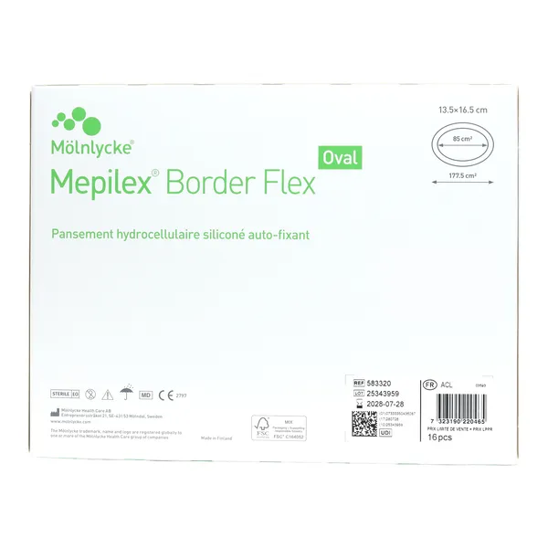 Mepilex Border Flex Oval Pansement hydrocellulaire