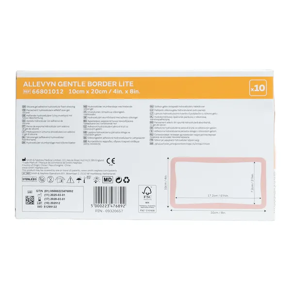 Allevyn Gentle Border Lite Rectangle pansement adhésif siliconé