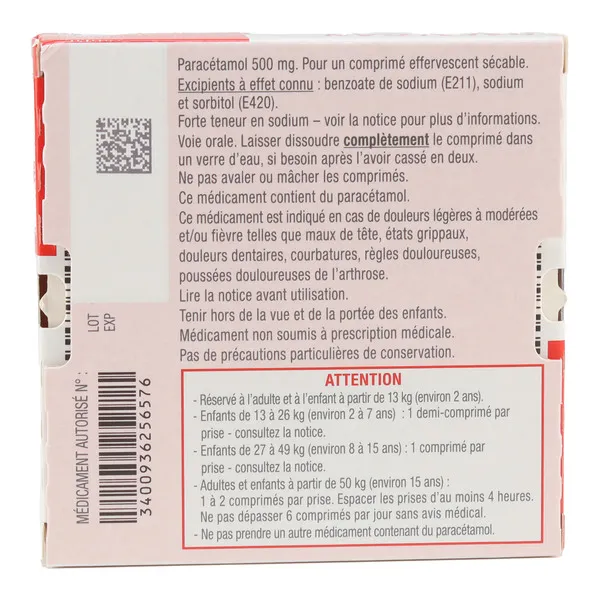 Dafalgan 500 mg comprimé effervescent