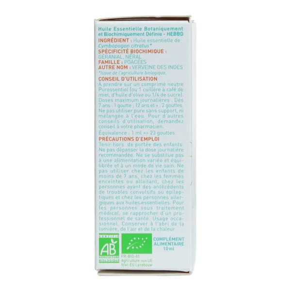 Puressentiel Huile essentielle Lemongrass Bio