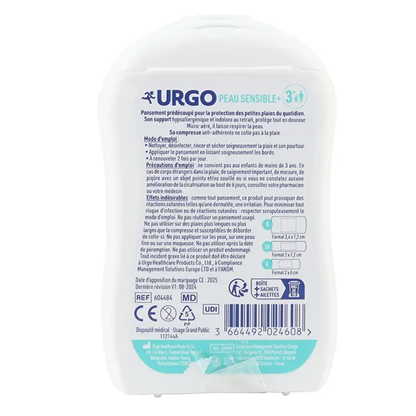 Urgo Peau sensible+ pansements assortis