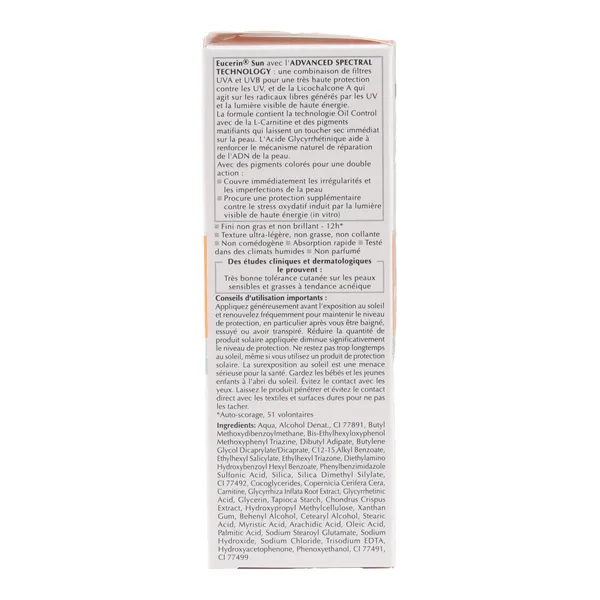 Eucerin Sun Protection Oil control gel crème teinté SPF 50+
