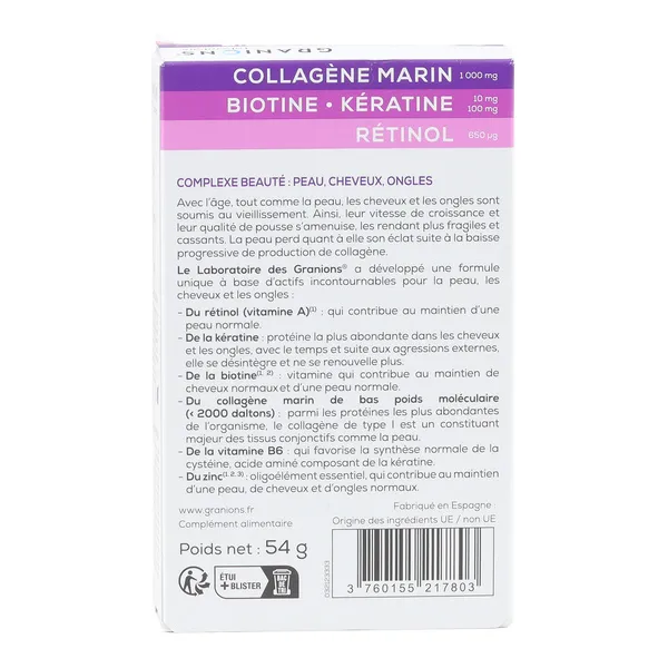Granions Complexe beauté Peau Cheveux Ongles comprimés