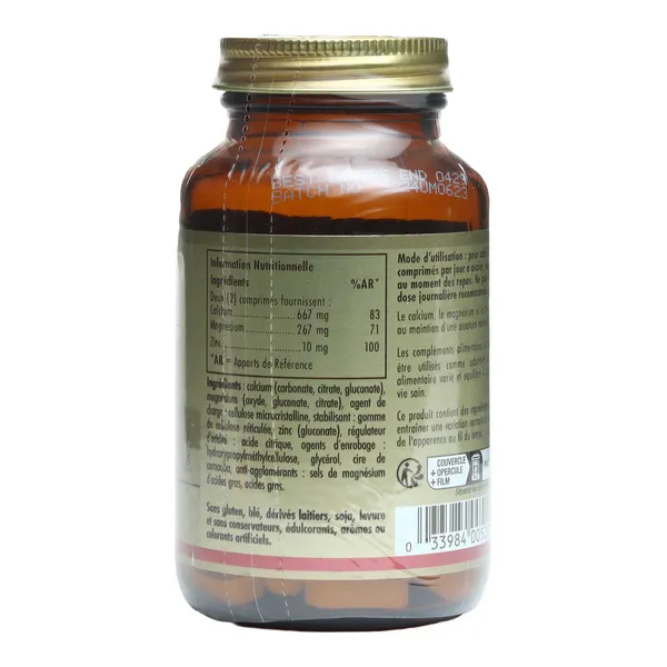 Solgar Calcium Magnésium Zinc comprimés