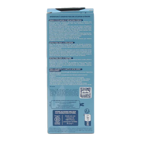 Dodie Biberon Tétine ronde débit moyen 270 ml