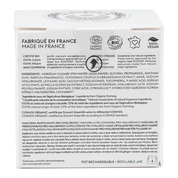 Patyka Masque repulpant Pro Hyaluronic Nuit bio