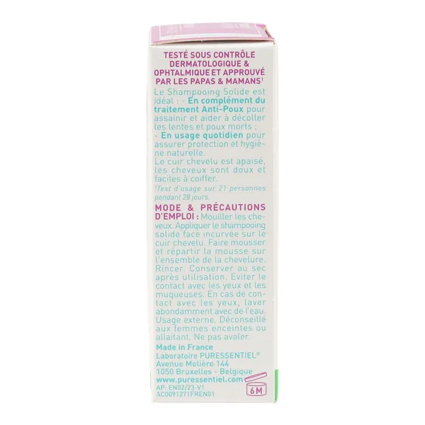 Puressentiel Pouxdoux Shampooing solide quotidien Bio