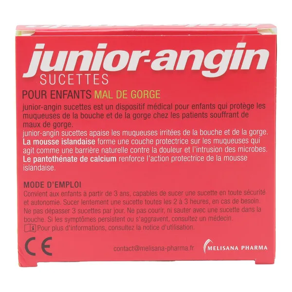 Junior Angin sucettes mal de gorge fraise
