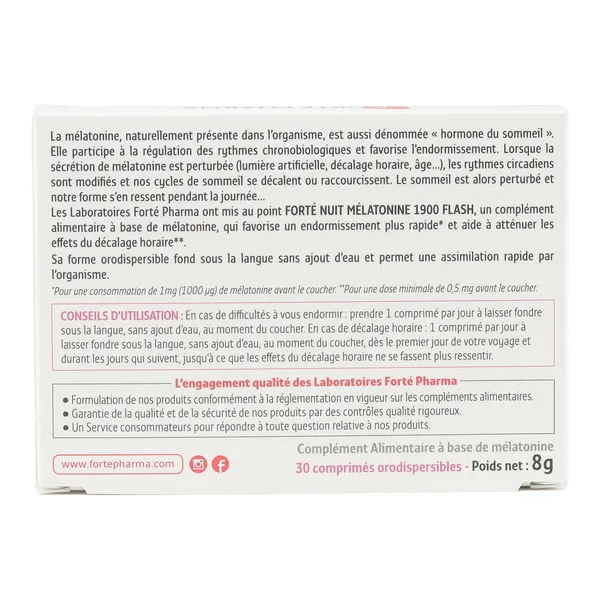 Forte Pharma FortéNuit Mélatonine 1900 Flash comprimés orodispersibles