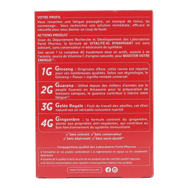 Forté Pharma Vitalité 4G Dynamisant ampoules