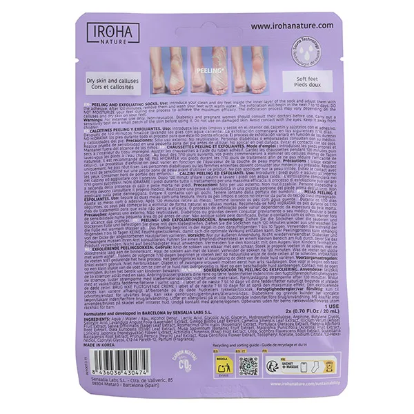 Iroha Nature masque pieds peeling et exfoliant