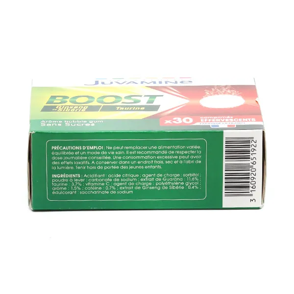 Juvamine Boost Ginseng de Sibérie et Taurine comprimés effervescents