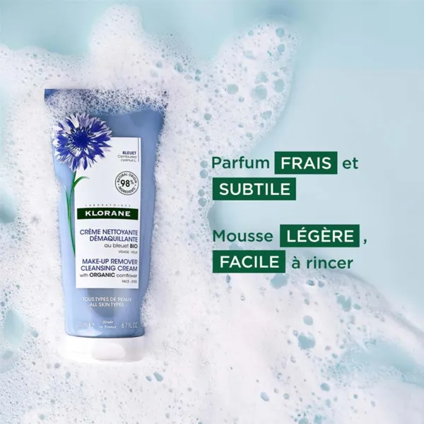 Klorane crème nettoyante démaquillante au bleuet bio