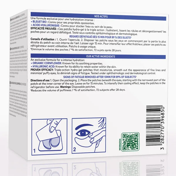 Klorane patch yeux lissant Hydro gel au bleuet Bio