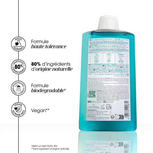 Klorane Shampooing Détox à la menthe aquatique Bio